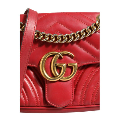 Gucci Marmont Small Shoulder Bag in Rosso Ancora Red Leather
