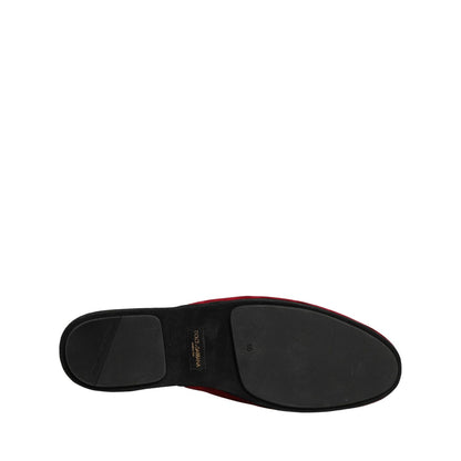 Dolce & Gabbana Red Suede Slides Flat Slipper Men Shoes