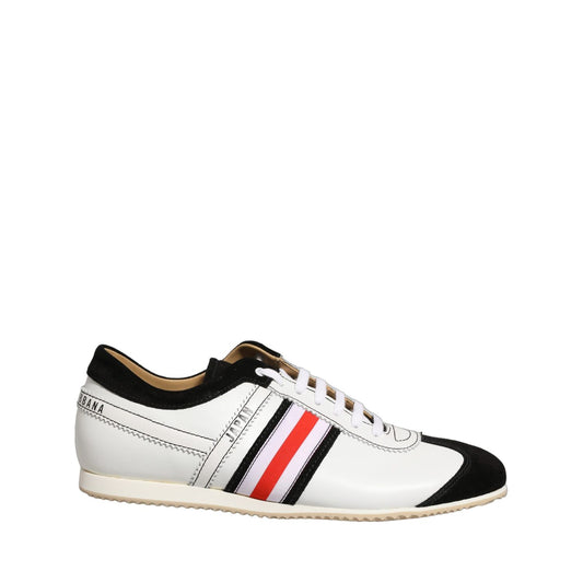 Dolce & Gabbana Black White Leather Suede Low Top Sneakers Shoes