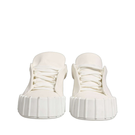Dolce & Gabbana White Leather Low Top Lace Up Sneakers Shoes