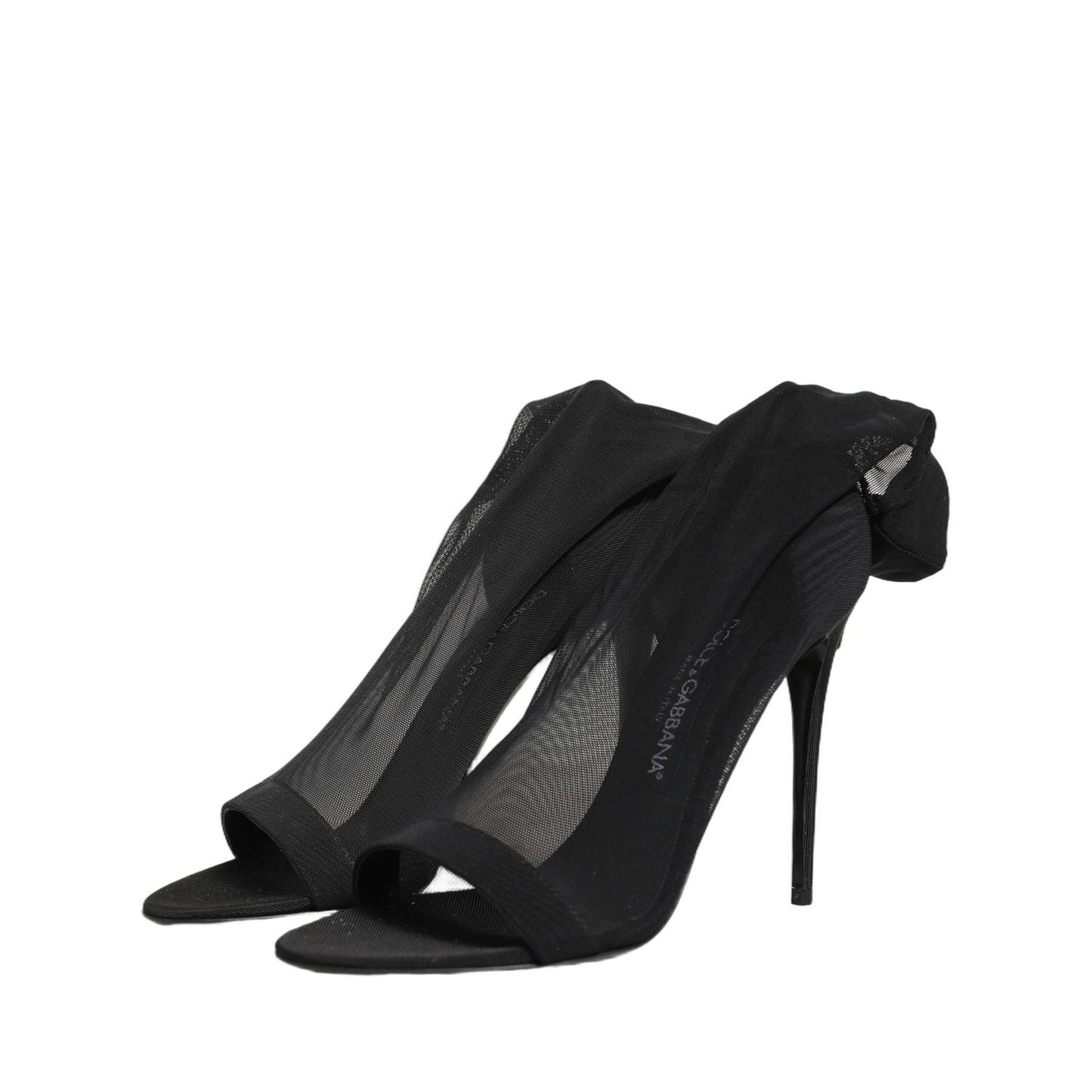 Dolce & Gabbana Black Nylon Mesh Sock Style Boots Shoes