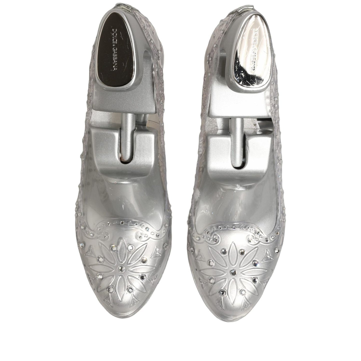Dolce & Gabbana CINDERELLA Floral Crystal Heels Clear