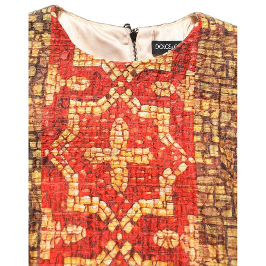 Dolce & Gabbana Multicolor Mosaic Long Sleeves Mini Dress