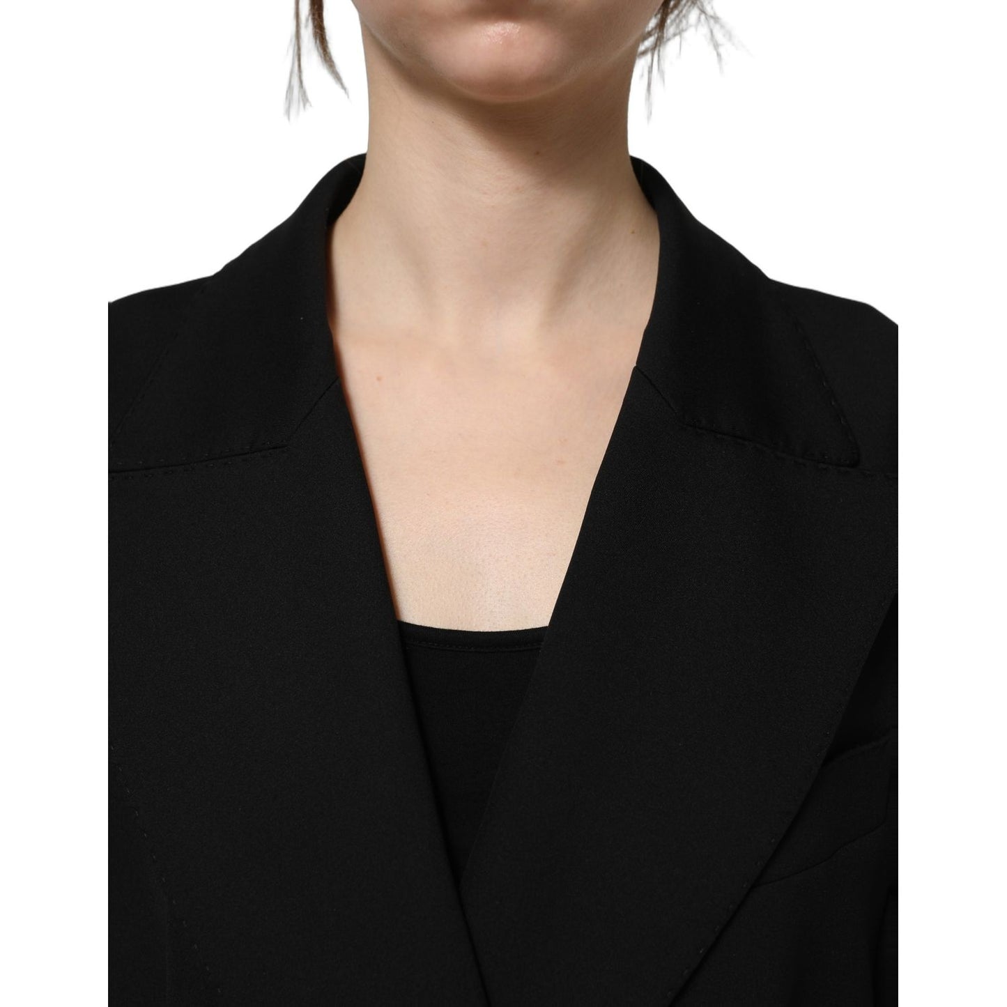 Dolce & Gabbana Black Double Breasted Crepe Blazer Jacket