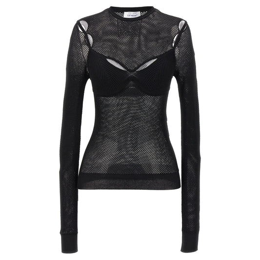 Off-White Black Viscose Tank Tops