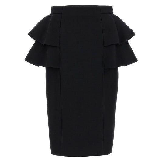Valentino Garavani Black Virgin Wool Midi Skirt