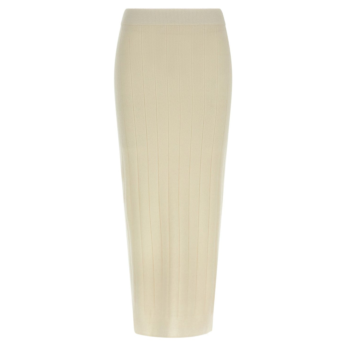 Max Mara White Cashmere Midi Skirt