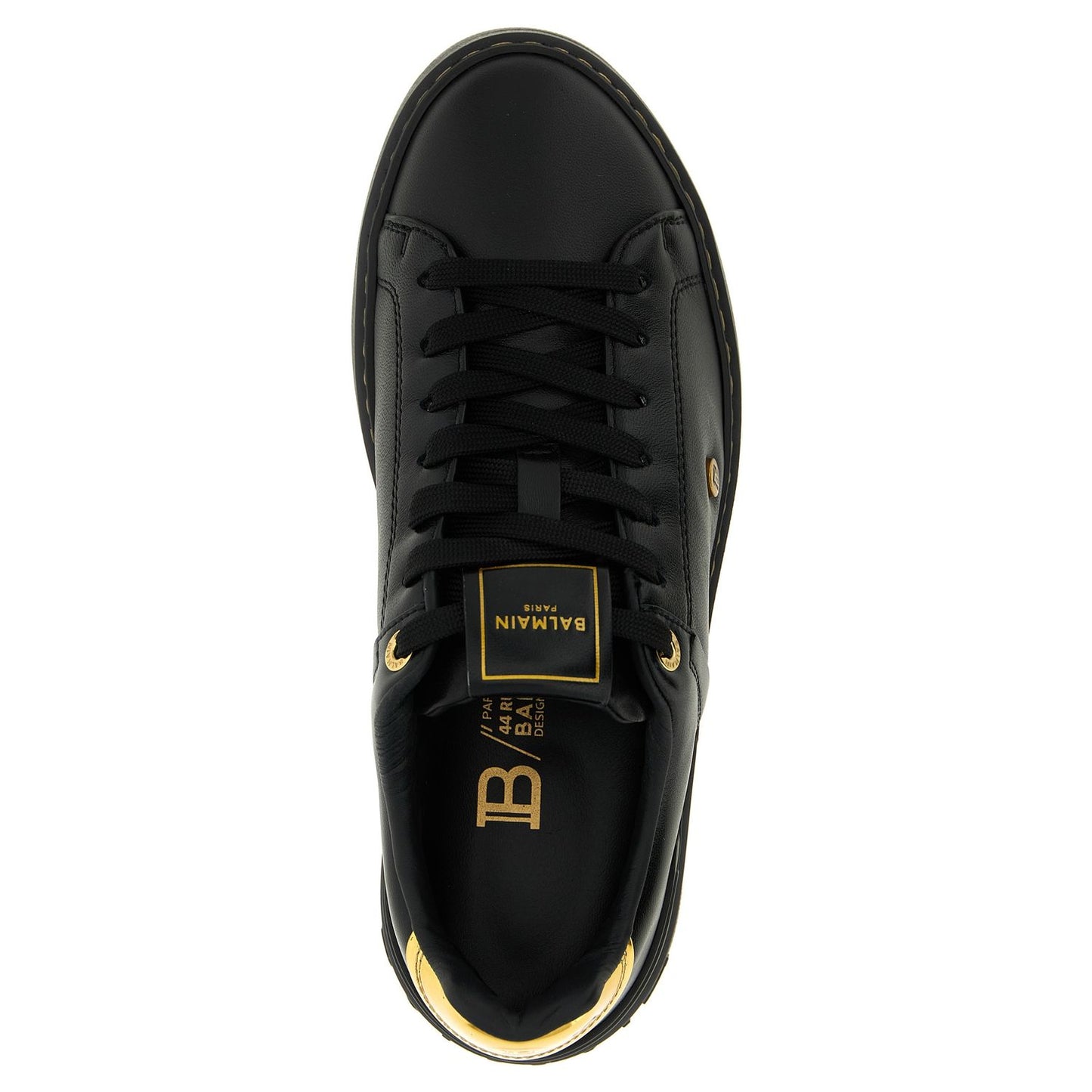 Balmain Black Lamb Leather Low Top Sneakers