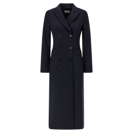 Alberto Biani Blue Virgin Wool Coat
