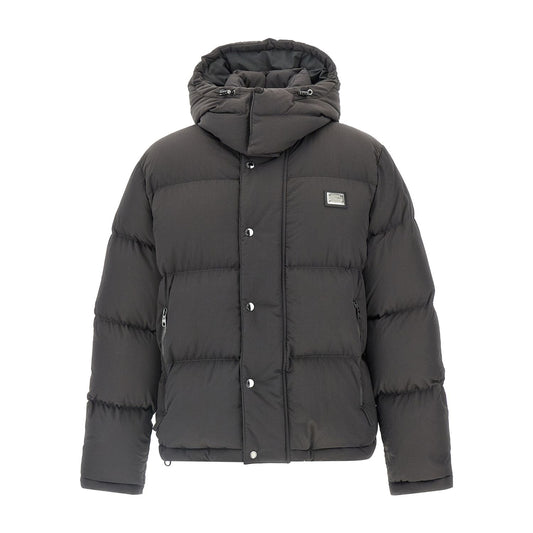Dolce & Gabbana Gray Polyamide Full-Length Jacket