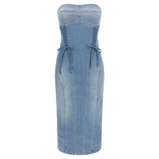 Elisabetta Franchi Blue Cotton Midi Dress