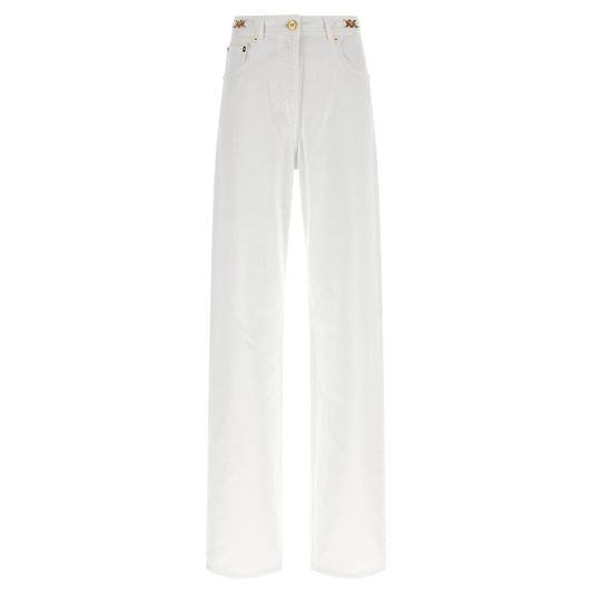 Versace White Cotton Straight-Leg Jeans