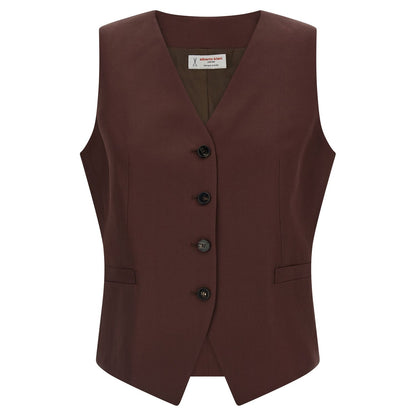Alberto Biani Brown Viscose Sleeveless Jacket