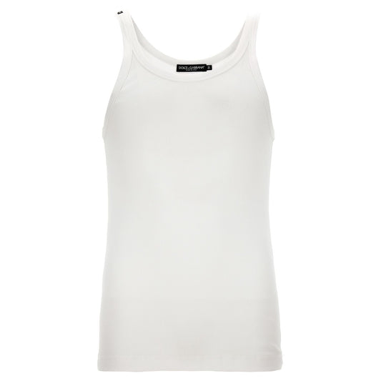 Dolce & Gabbana White Cotton Tank Tops
