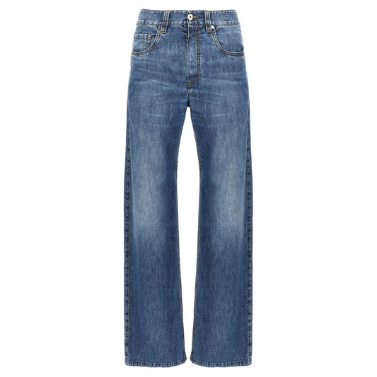 Brunello Cucinelli Blue Cotton Straight-Leg Jeans
