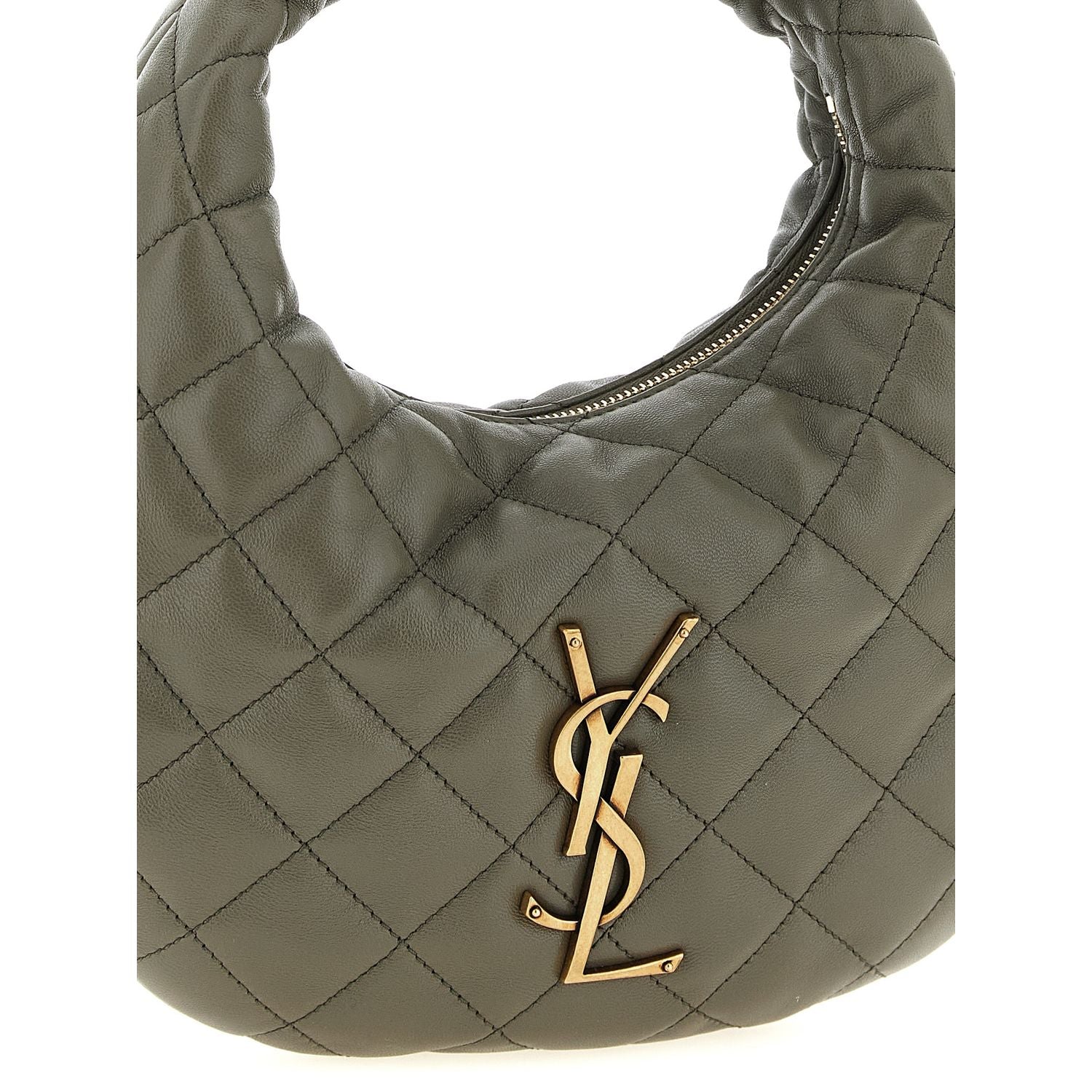 Saint Laurent Gray Lamb Leather Handbag
