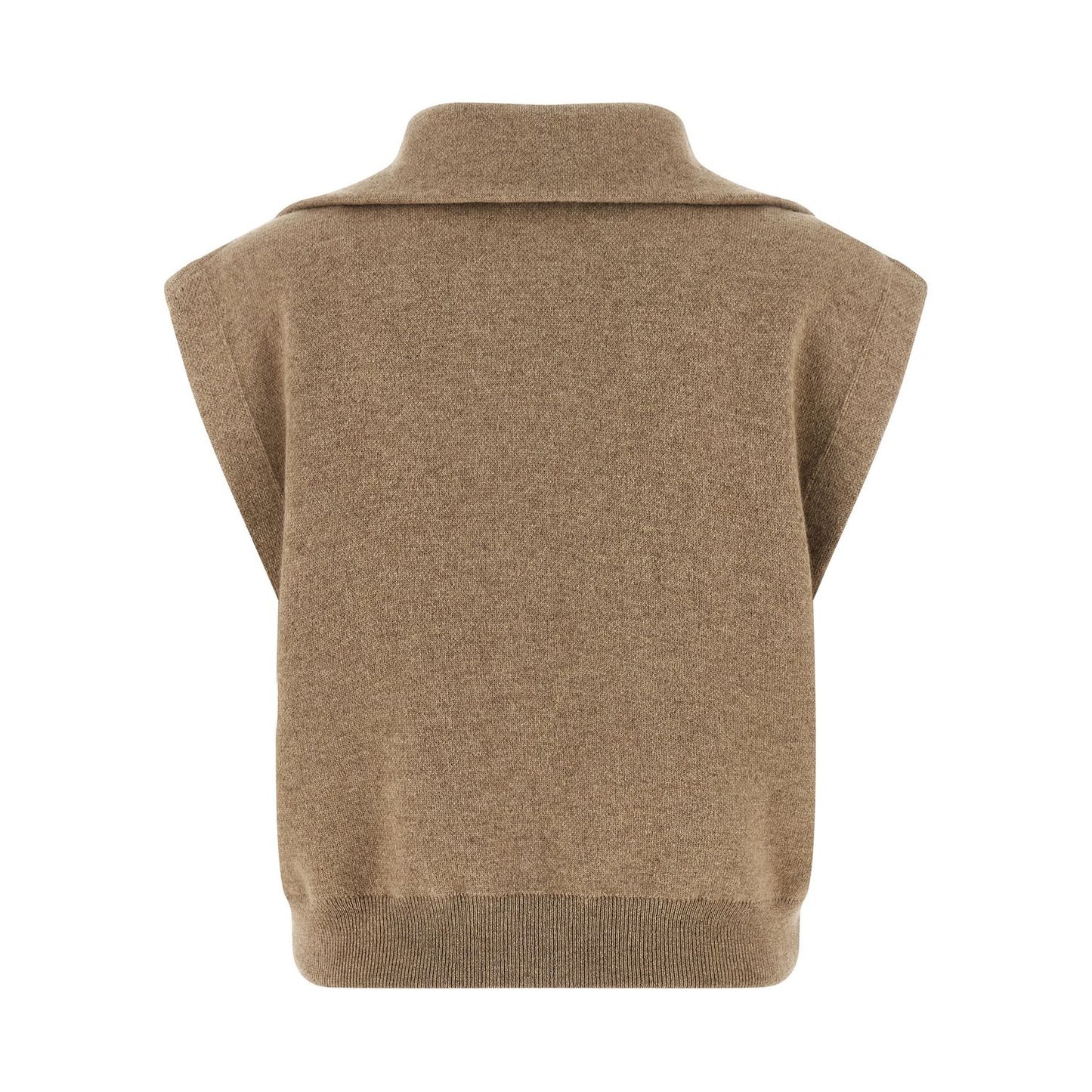 Brunello Cucinelli Beige Cashmere Sleeveless Jacket