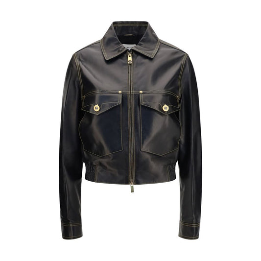 Versace Black Lamb Ovis Aries Aries Leather Jacket