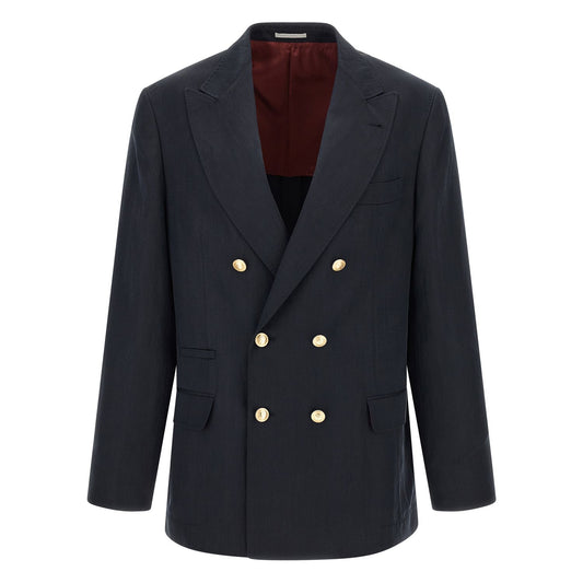 Brunello Cucinelli Blue Silk Blazer