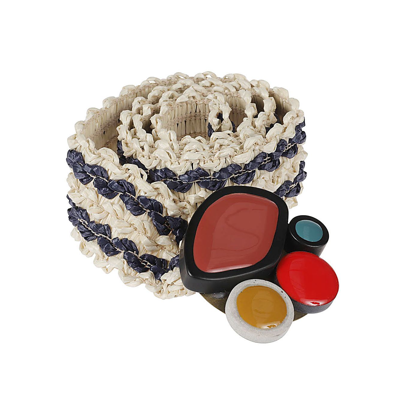 Exquisite J Striped raffia belt