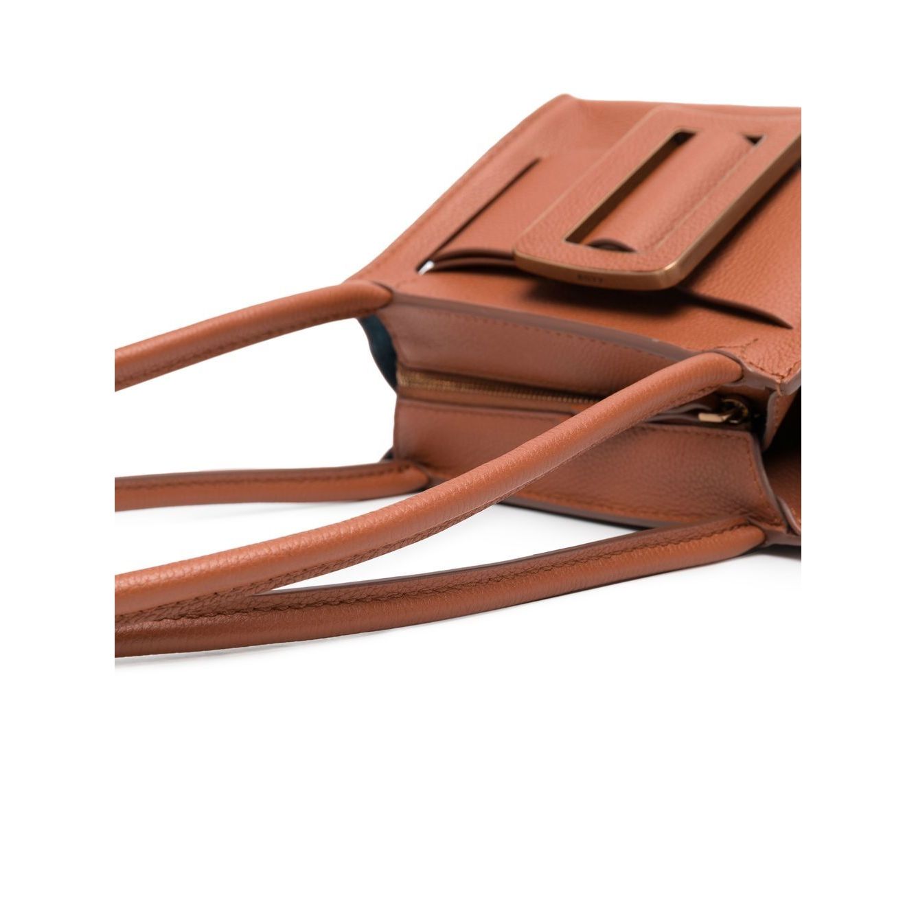 Front view with bag zipped and handles upright.