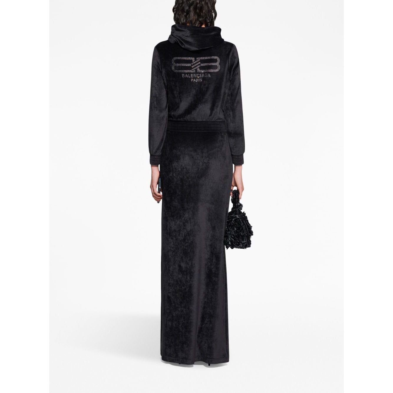 Balenciaga Crystal embellished velvet zip-up hoodie