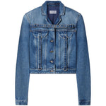Off White Crop Denim Jacket With Belt