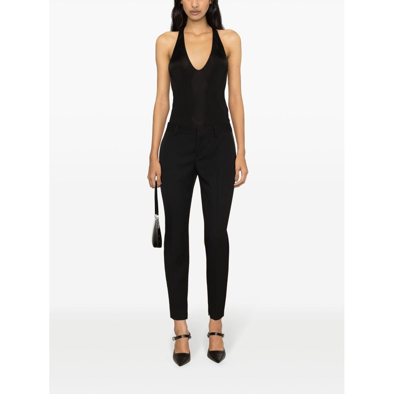 Saint Laurent plunging satin tank top
