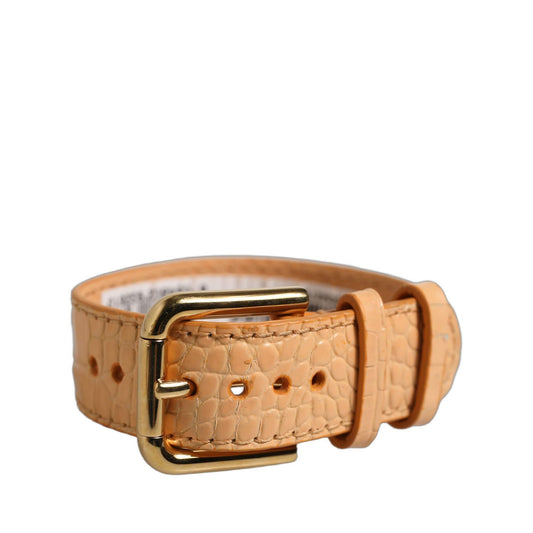Dolce & Gabbana Beige Embossed Leather Gold Buckle Belt Strap Bracelet