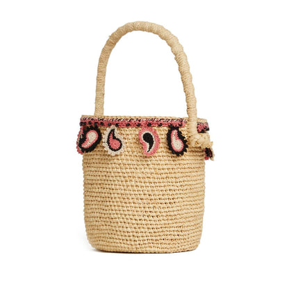 Alanui paisley-appliqué raffia basket bag