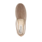 Manebí MANEBI Flat shoes Dove Grey taupe brown canvas espadrille with round toe and braided raffia sole, top view