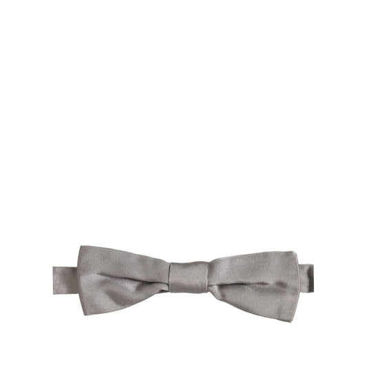 Dolce & Gabbana Men Gray 100% Silk Adjustable Neck Papillon Bow Tie