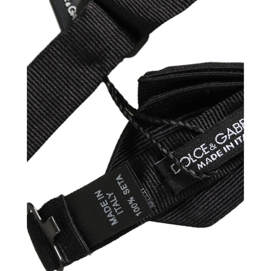 Dolce & Gabbana Men Black 100% Silk Adjustable Neck Papillon Bow Tie