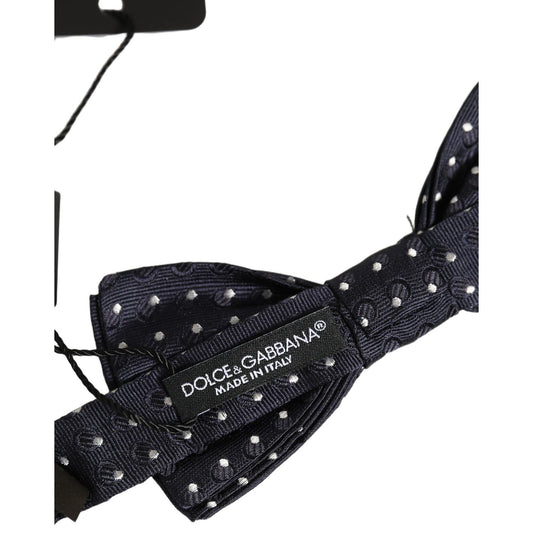 Dolce & Gabbana Black White Polka Dot Adjustable Neck Papillon Bow Tie