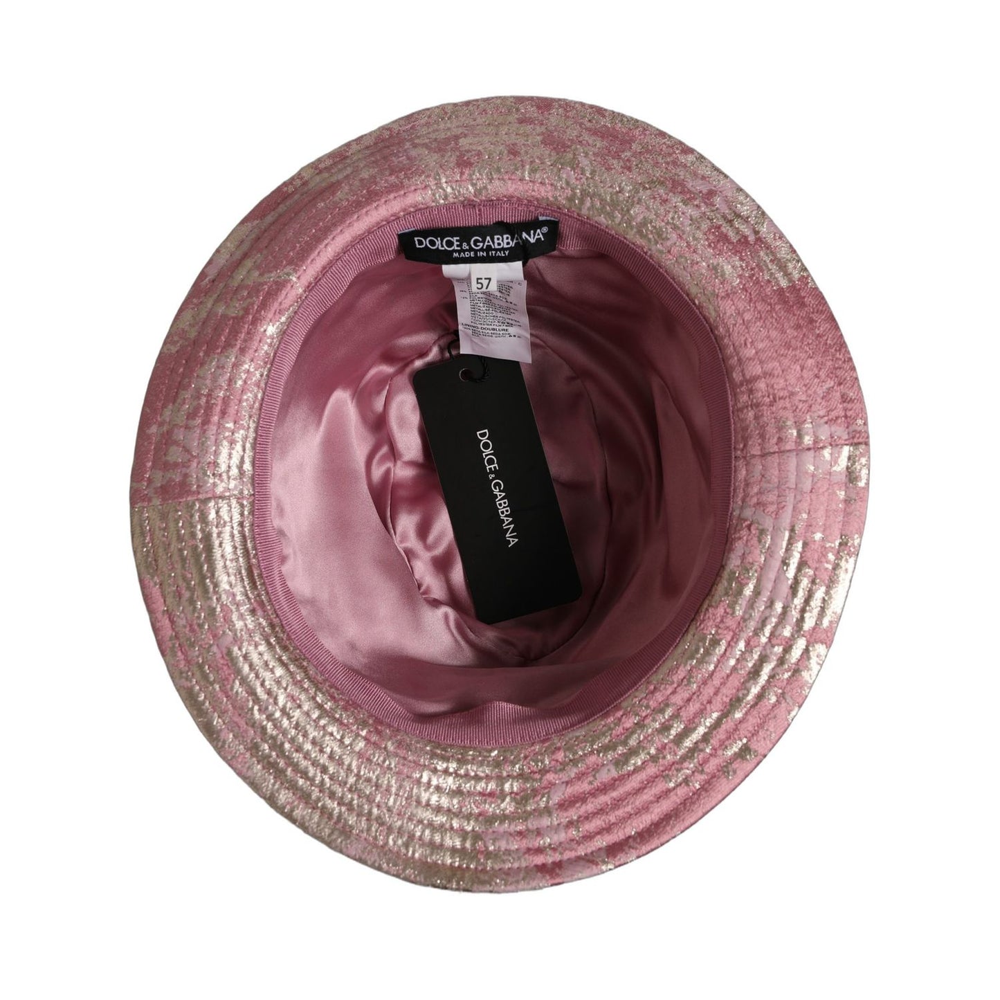Dolce & Gabbana Pink Metallic Jacquard Pattern Bucket Capello Hat