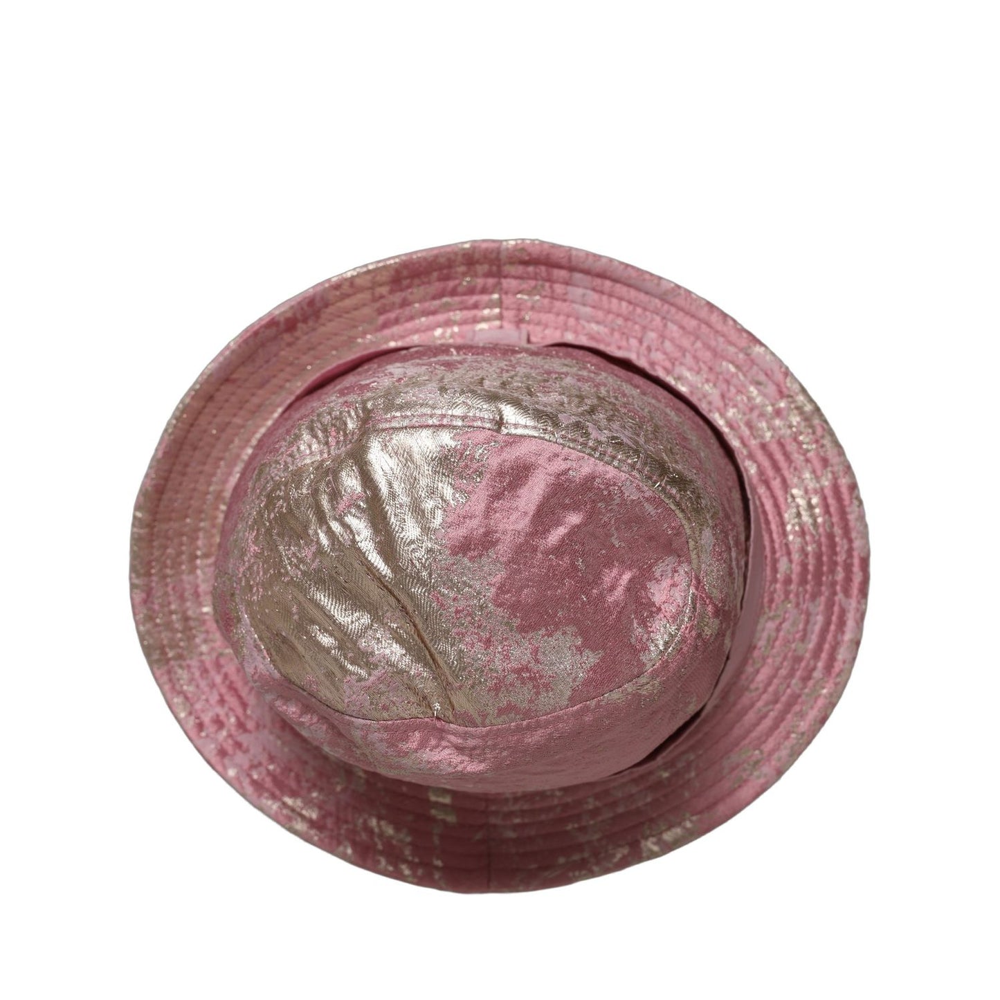 Dolce & Gabbana Pink Metallic Jacquard Pattern Bucket Capello Hat