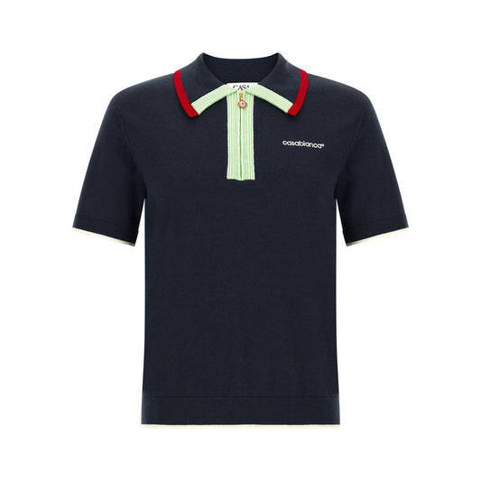 Casablanca Blue Wool Polo Shirt