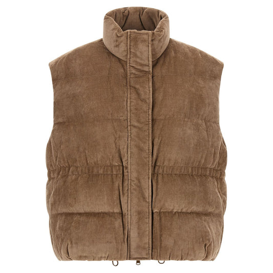 Brunello Cucinelli Beige Viscose Sleeveless Jacket