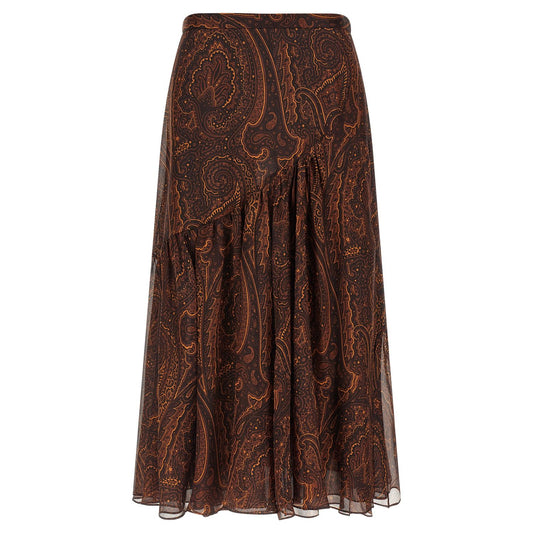 Etro Brown Silk Mini Skirt