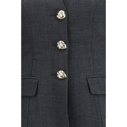 Self-Portrait Gray Polyester Full-Length Jacket