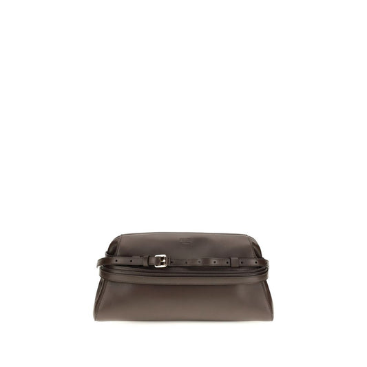 Moschino Brown Goatskin Clutch Bag