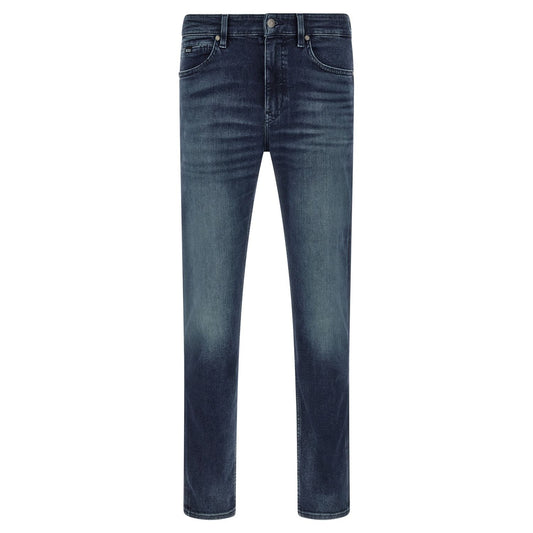 Hugo Boss Blue Cotton Tapered Jeans