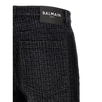 Balmain Black Cotton Straight-Leg Jeans