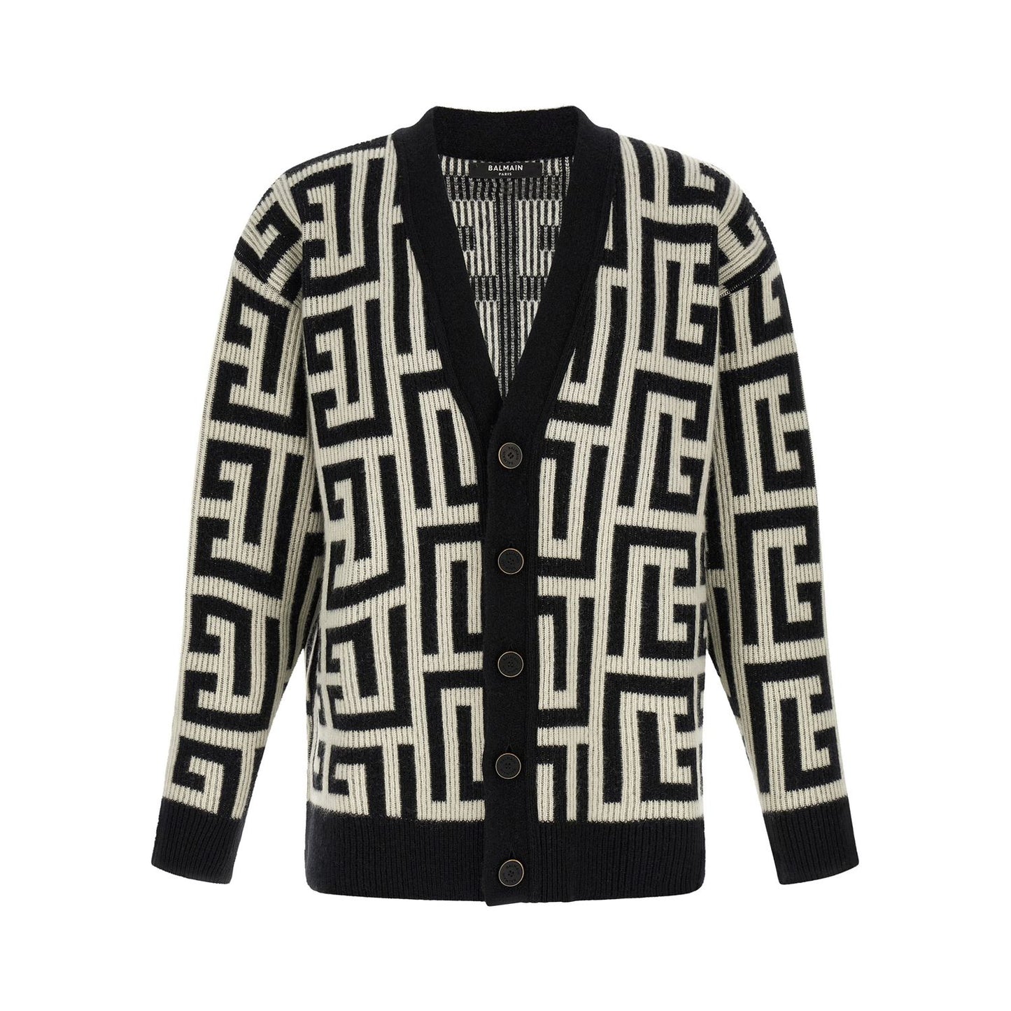 Balmain Bicolor Merino Wool Cardigan