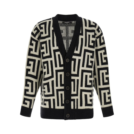 Balmain Bicolor Merino Wool Cardigan
