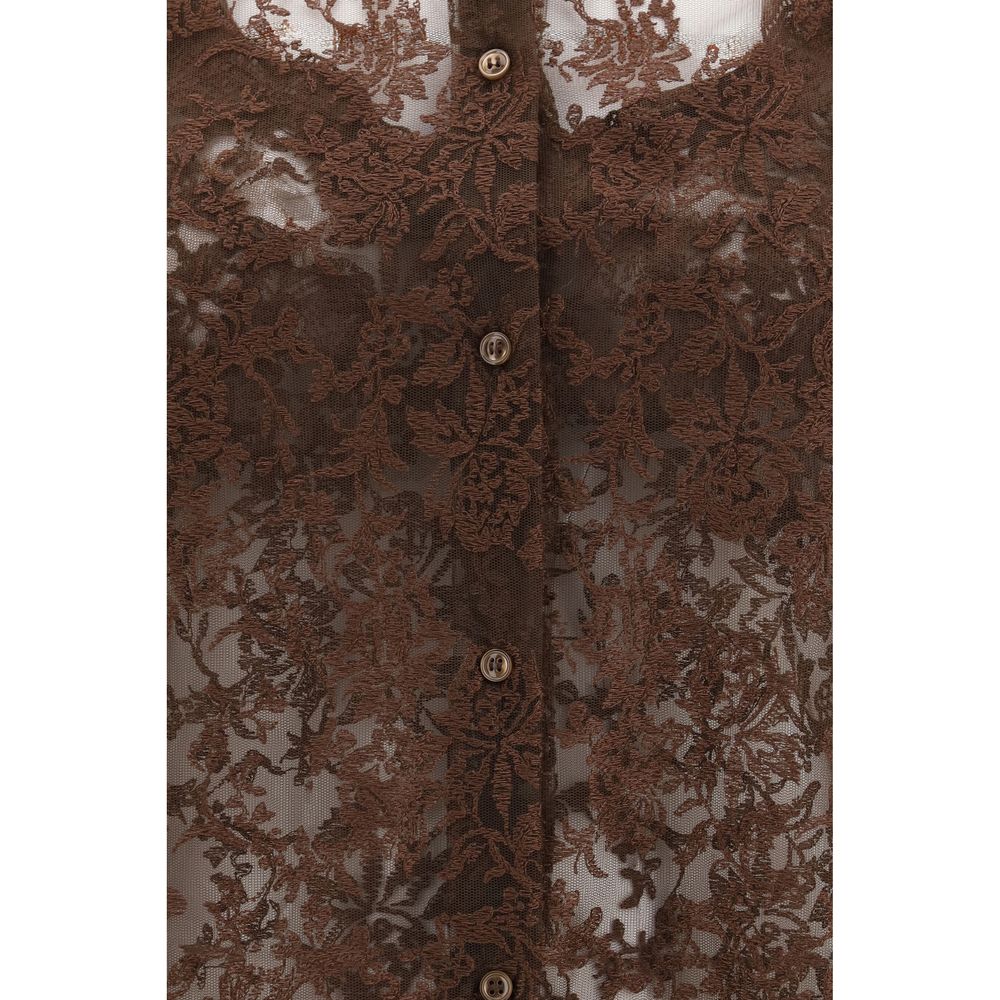 Ermanno Scervino Brown Polyester Shirt