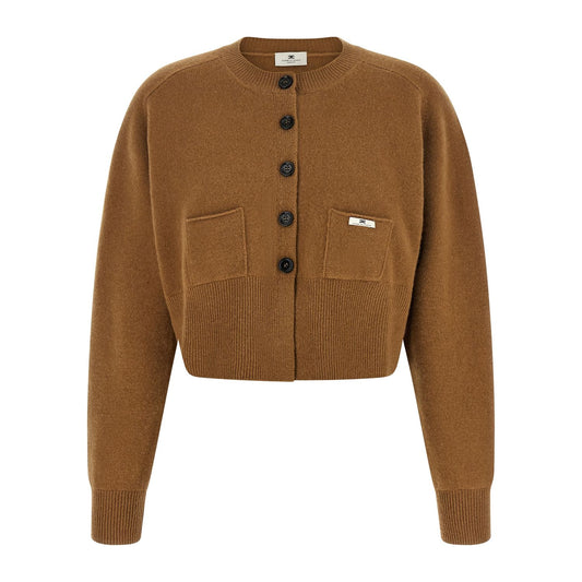 Elisabetta Franchi Brown Wool Cardigan