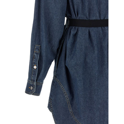 Versace Blue Cotton Short Dress