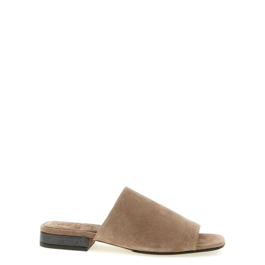 Brunello Cucinelli Brown Calfskin Slides