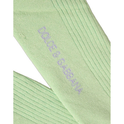 Dolce & Gabbana Men Light Green Logo Over Calf Accessory Socks